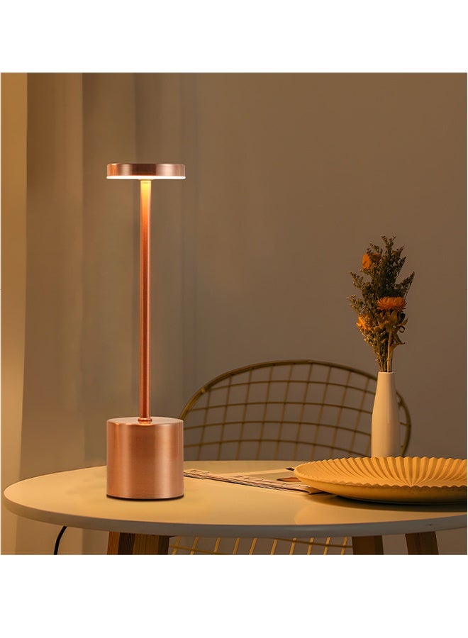 LED Table Light Cordless Desk Lamp USB Battery Rechargeable Gold - Image 1